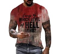 DENGJIAMY Covered by The Blood of Jesus T-shirt pour hommes grande taille Halloween sanglant imprimé t-shirt à manches courtes pour hommes vacances effrayant col rond t-shirt, Noir , 5XL