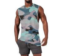 DENGJIAMY Débardeur camouflage pour homme - T-shirt tendance à col rond - Sans manches - Pour homme, Z11 Bleu, XXL