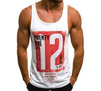 DENGJIAMY - Débardeurs imprimés Twenty Five Twelve - Haut d'été tendance à col en U - Vêtements d'extérieur pour homme - T-shirts graphiques sans manches, blanc, M