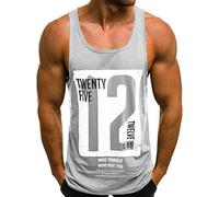 DENGJIAMY - Débardeurs imprimés Twenty Five Twelve - Haut d'été tendance à col en U - Vêtements d'extérieur pour homme - T-shirts graphiques sans manches, gris, M