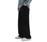 DENGJIAMY Jean baggy pour homme Streetwear Skater jambe large vintage jambe droite coupe ample cordon de serrage pantalon Y2k Hip Hop denim, Noir , M