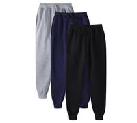 DENGJIAMY Lot de 3 Pantalons de Jogging pour Homme - Pantalon de Sport élastique avec Cordon de Serrage Solide - Pantalon de Sport Tendance - Multipack