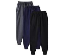 DENGJIAMY Lot de 3 Pantalons de Jogging pour Homme - Pantalon de Sport élastique avec Cordon de Serrage Solide - Pantalon de Sport Tendance - Multipack