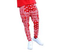 DENGJIAMY Pantalon de jogging bandana cachemire pour homme avec cordon de serrage à la taille - Imprimé noix de cajou - Pantalon de skateboard, de style hip-hop, punk, streetwear avec poches, Rouge