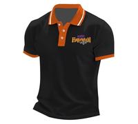 DENGJIAMY Polo d'Halloween pour homme tendance citrouille T-shirt à manches courtes vintage décontracté pour homme T-shirt de golf amusant pour vacances, violet, XXL