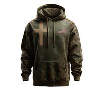 DENGJIAMY Sweat à capuche chrétien grande taille pour homme, pull croix, chemise graphique foi, hauts d'automne pour hommes, sweat à capuche drapeau américain, Vert, 5XL