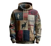 DENGJIAMY - Sweat à capuche chrétien pour homme - Chemise d'automne à manches longues - Imprimé foi - Pull à capuche avec drapeau américain - Grande taille, bleu, M