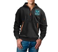 DENGJIAMY Sweat à capuche d'Halloween pour homme avec imprimé chauve-souris et manches longues tendance fermeture éclair 1/4 pour homme, Noir , XL