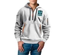 DENGJIAMY Sweat à capuche d'Halloween pour homme avec imprimé chauve-souris et manches longues tendance fermeture éclair 1/4 pour homme, blanc, 3XL