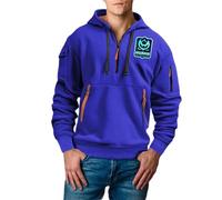 DENGJIAMY Sweat à capuche d'Halloween pour homme avec imprimé chauve-souris et manches longues tendance fermeture éclair 1/4 pour homme, bleu, M