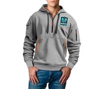DENGJIAMY Sweat à capuche d'Halloween pour homme avec imprimé chauve-souris et manches longues tendance fermeture éclair 1/4 pour homme, gris, 3XL