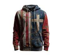 DENGJIAMY - Sweat à capuche graphique chrétien décontracté pour homme - Sweat à capuche tendance avec imprimé drapeau américain - Sweat à capuche tendance pour homme, bleu, S