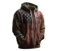 DENGJIAMY - Sweat à capuche graphique chrétien décontracté pour homme - Sweat à capuche tendance avec imprimé drapeau américain - Sweat à capuche tendance pour homme, bordeaux, XL