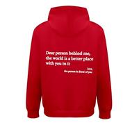 DENGJIAMY Sweat à capuche graphique Dear People Behind Me the World is a Better Place with you in it pour homme, Rouge, S