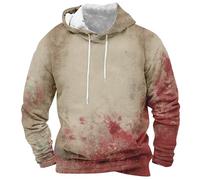 DENGJIAMY Sweat à capuche pour homme, grande taille, tendance, manches longues, pull de vacances en plein air, chandail à capuche d'Halloween pour homme, Z21 Kaki, S