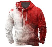DENGJIAMY Sweat à capuche pour homme, sweat à capuche tendance à manches longues, grande taille, pull de vacances en plein air, chandail à capuche d'Halloween pour homme, Rouge, XL