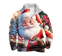 DENGJIAMY - Sweats de Noël moches pour homme, motif bonhomme de neige amusant, fermeture éclair, manches longues, tendance, grande taille, pull imprimé Père Noël, Rouge, L