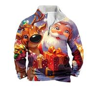 DENGJIAMY - Sweats de Noël moches pour homme, motif bonhomme de neige amusant, fermeture éclair, manches longues, tendance, grande taille, pull imprimé Père Noël, blanc, 4XL