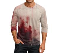 DENGJIAMY T-shirt à manches 3/4 pour homme avec inscription « Help Halloween » - Tendance et décontractée - Col rond - Outdooor - Vacances effrayantes, blanc, XXL