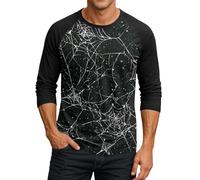 DENGJIAMY T-shirt à manches 3/4 pour homme avec inscription « Help Halloween » - Tendance et décontractée - Col rond - Outdooor - Vacances effrayantes, gris, XL