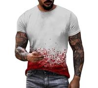 DENGJIAMY T-shirt d'Halloween sanglant pour homme, t-shirt graphique d'horreur décontracté pour hommes, grande taille, imprimé effrayant, col rond, manches courtes, Z17 Rouge, XL