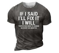 DENGJIAMY T-shirt graphique à manches courtes et col rond avec inscription « If I Said I'll Fix It I Will There is No Need to Remind Me » pour homme, gris, M