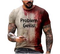 DENGJIAMY T-shirt « I'm Ok It's Not My Blood » pour hommes T-shirts effrayants décontractés hauts de vacances pour hommes horreur Halloween sanglant col en V T-shirt à manches courtes, Z23 Crew Neck