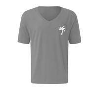 DENGJIAMY T-shirts unis pour hommes, grande taille, t-shirt décontracté à manches courtes, classique, basique, col rond, t-shirt solide pour hommes, vêtements d'été, Z11 Palm Tree Graphic Gris foncé