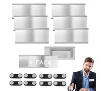Dengthrive Badge Aimanté, Lot de 8 Badges Nominatifs Magnétiques pour Vêtements Porte-Nom Magnétique Aluminium pour Travail, École 70 x 32mm