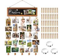 Dengthrive Cadre Pele Mele Photo Mural: Cadre Photo Pele Mele Conception de Tableau Noir Magnétique Et 50 Pinces à Photos et 3 Aimants Cadre Photo Personnalisé Accroche Photo Mural Pince