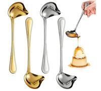 Dengthrive Cuillères à Sauce en Acier Inoxydable : lot de 4 en Forme de bec de Canard Créatif avec Contrôle Précis du Volume, Louche à Sauce, Processus de Polissage Miroir, Poignée Texturée étendue