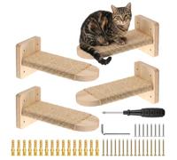 Dengthrive Escalier Mural pour Chat : Lot de 4 Murs d'escalade en Bois d'hévéa Massif avec Cordes en Jute pour griffer, Convient pour Grimper, se Reposer et gratter pour Les Chats