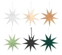 Dengthrive Etoile Papier a Suspendre: Lot de 6 étoiles en Etoile de Noel a Suspendre 9 Branches 30 cm Étoiles Pliantes 3D pour Arbre de Noël Fenêtre Plafond