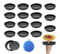 Dengthrive Lot de 12 moules à tarte avec fond relevable avec revêtement antiadhésif