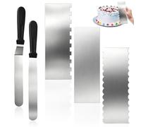 Dengthrive Lot de 5 spatules à gâteau en acier inoxydable - Contient 2 spatules fines et 3 cartes à pâte - Accessoires de pâtisserie DIY pour la décoration de crèmes et gâteaux