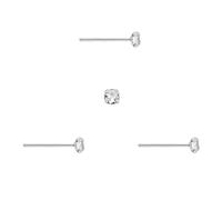 DENI Lot de 3 clous d'oreilles droits en argent avec zircone cubique ronde brillante 1 mm, tige fine 0,6 mm
