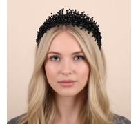 Denifery Grand serre-tête en cristal pour mariage, fête, bal de fin d'année, accessoire de cheveux (noir)