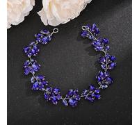 Denifery Serre-tête de mariée en strass fait à la main - Accessoires de cheveux pour mariée - Accessoires de cheveux vintage pour femmes et filles (bleu foncé)