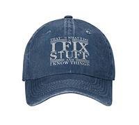 Denim Baseball Chapeau C'est Ce Que Je Fais, Je Répare des Trucs Et Je Sais des Choses Rétro Baseball Cap Pas Étouffant Trucker Cap pour Plein Air D’Anniversaire Cyclisme