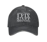 Denim Casquette pour C'est Ce Que Je Fais, Je Répare des Trucs Et Je Sais des Choses Anti UV Trucker Cap Adjustable Baseball Cap pour Voyage Camping De Pêche
