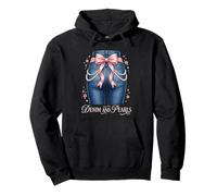 Denim et Perles Princesse Coquette Bow Élégant Femmes Sweat à Capuche