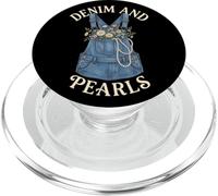 Denim et Perles Princesse élégantes Femmes Filles PopSockets PopGrip pour MagSafe