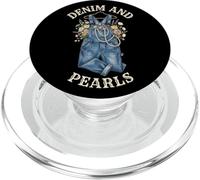 Denim et Perles Princesse élégantes Femmes Filles PopSockets PopGrip pour MagSafe