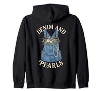 Denim et Perles Princesse élégantes Femmes Filles Sweat à Capuche