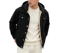 Denim Jacket for Men Sherpa Lined Denim Jackets Warm Casual Fleece Hoodie Winter Outerwear Black Heavy 3X Large