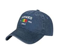 Denim lavé Mali Est.1960 Bamako Casquette de baseball Hommes Marine Vintage Coton Chapeau Unisexe Trucker Chapeaux, #1120, taille unique-M