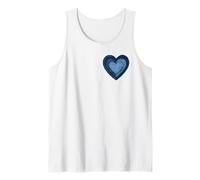 Denim Patchwork Heart Graphic Femme Débardeur