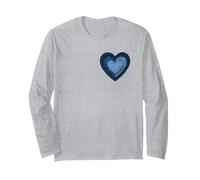 Denim Patchwork Heart Graphic Femme Manche Longue