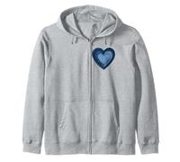 Denim Patchwork Heart Graphic Femme Sweat à Capuche