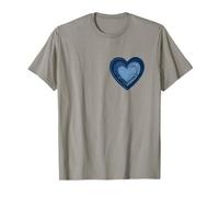Denim Patchwork Heart Graphic Femme T-Shirt